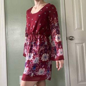 Flowy Floral Dress with Bell Sleeves